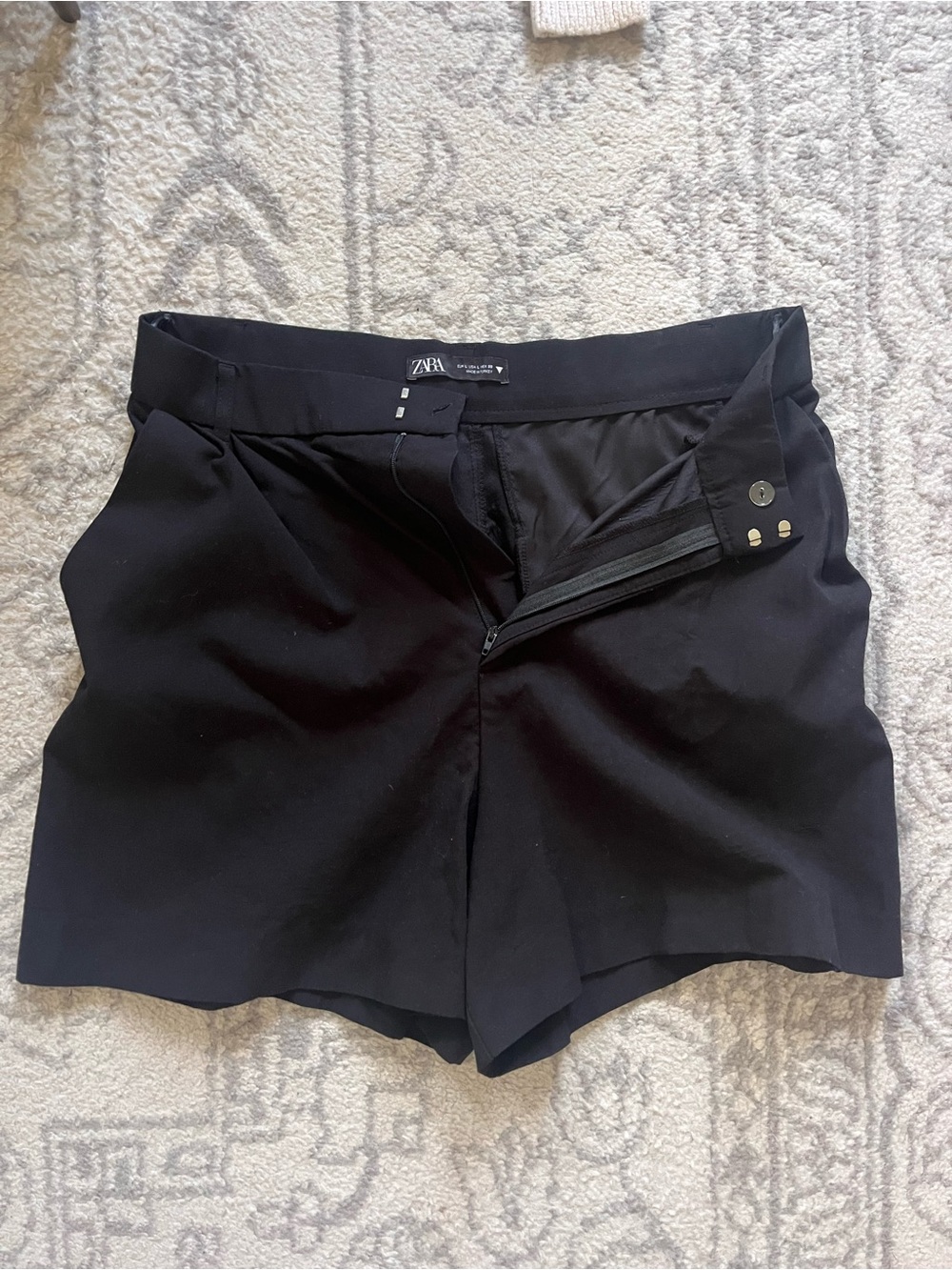 Zara Black High-Waist Tailored Shorts